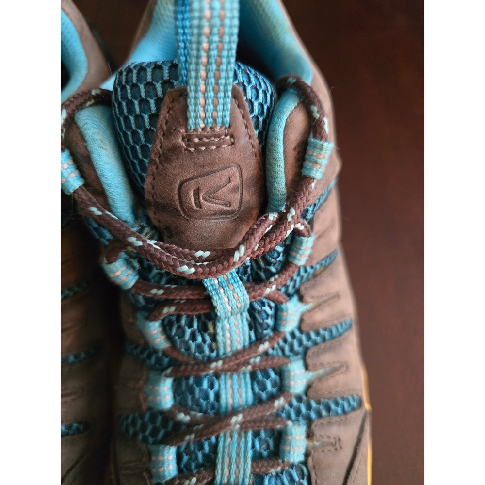 Keen Womens Hiking Shoes Grey Blue Yellow Waterproof Low Top S1010146 Size 7 - Picture 6 of 8